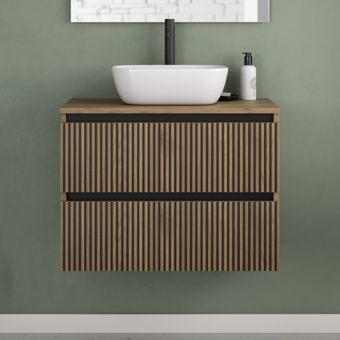 Meuble de salle de bain Veneria 60 70 cm nogal vasque zeus sans miroir 2