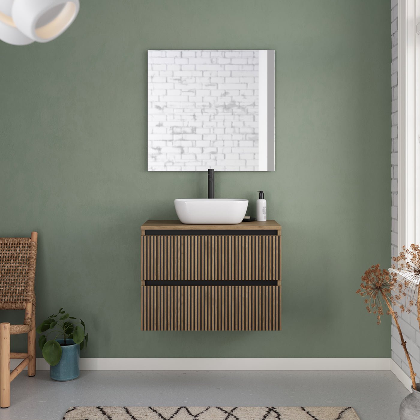 Meuble de salle de bain Veneria 60 70 cm nogal vasque zeus scene