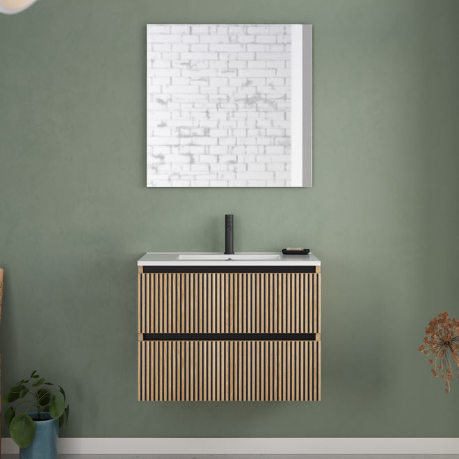 Meuble de salle de bain 60cm simple vasque - 2 tiroirs - VENERIA