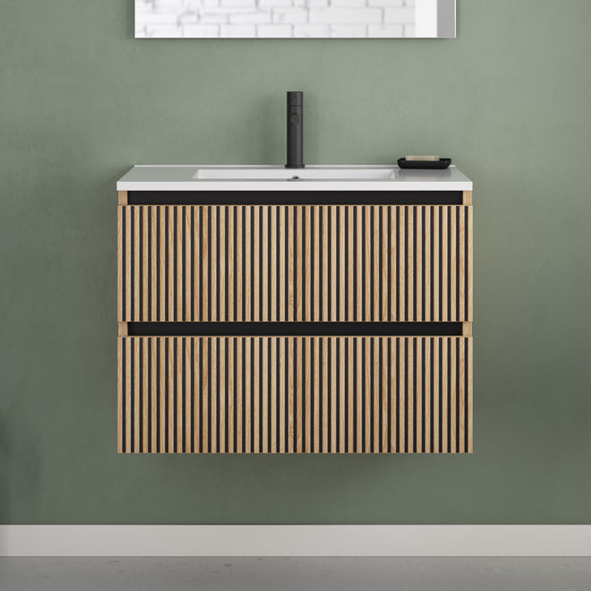 Meuble de salle de bain Veneria 60 cm 70 cm plan vasque roble era sans miroir2 cm