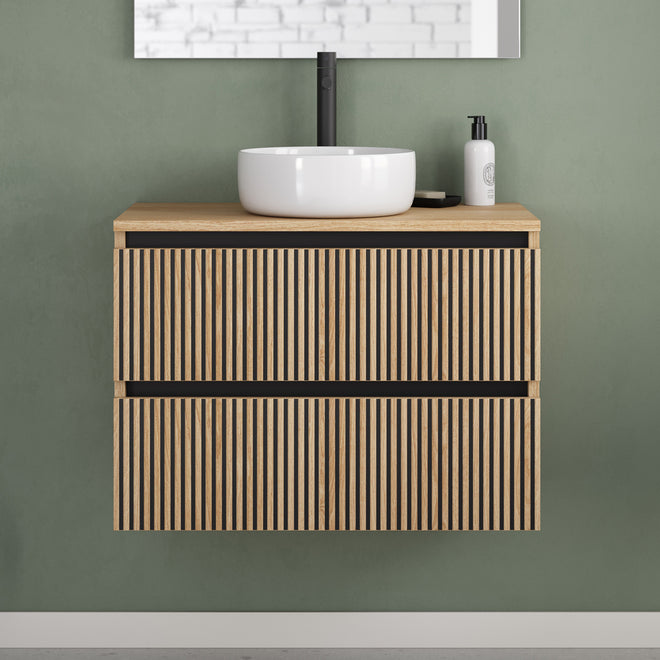 Meuble de salle de bain Veneria 60 70 cm roble era vasque ares sans miroir