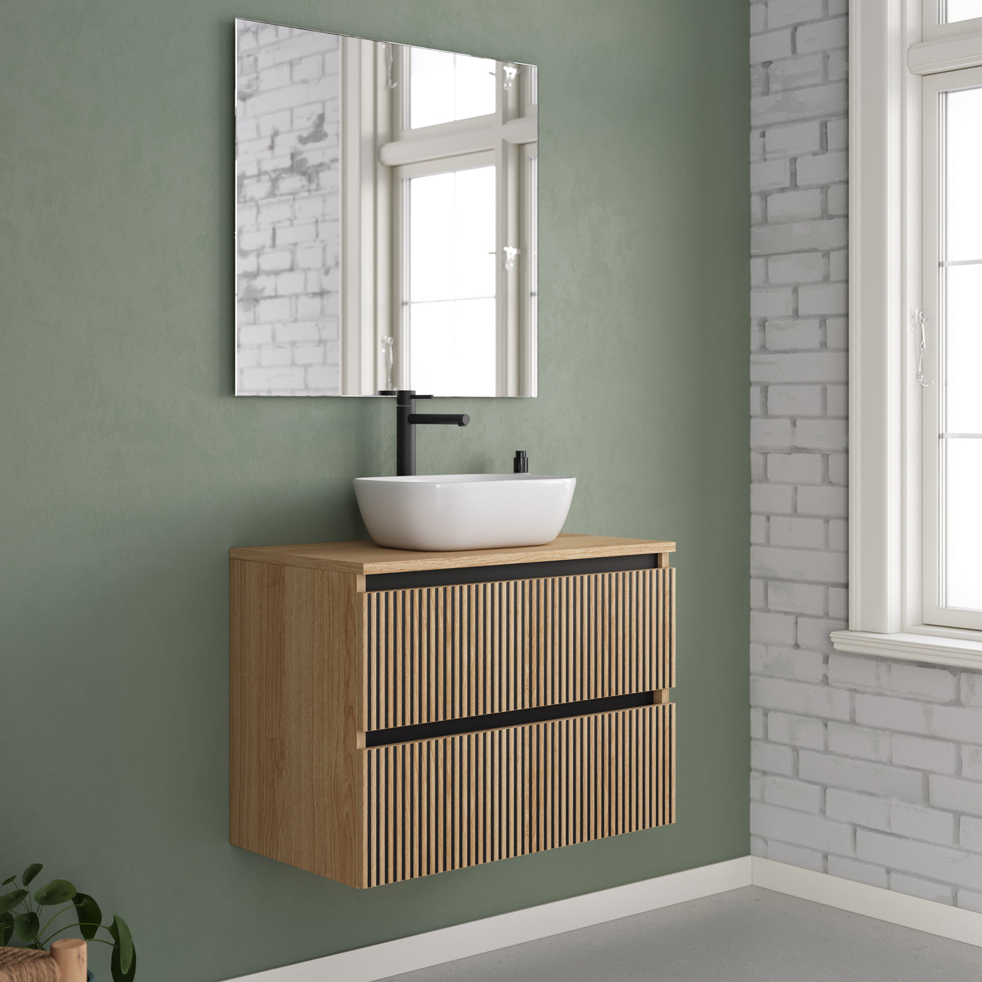 Meuble de salle de bain Veneria 60 70 cm roble era vasque zeus 1