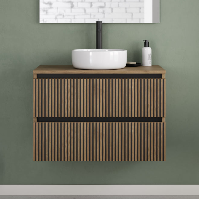 Meuble de salle de bain Veneria 80 cm nogal vasque ares sans miroir