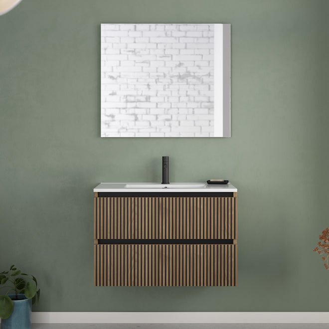 Meuble de salle de bain 80cm simple vasque - 2 tiroirs - VENERIA