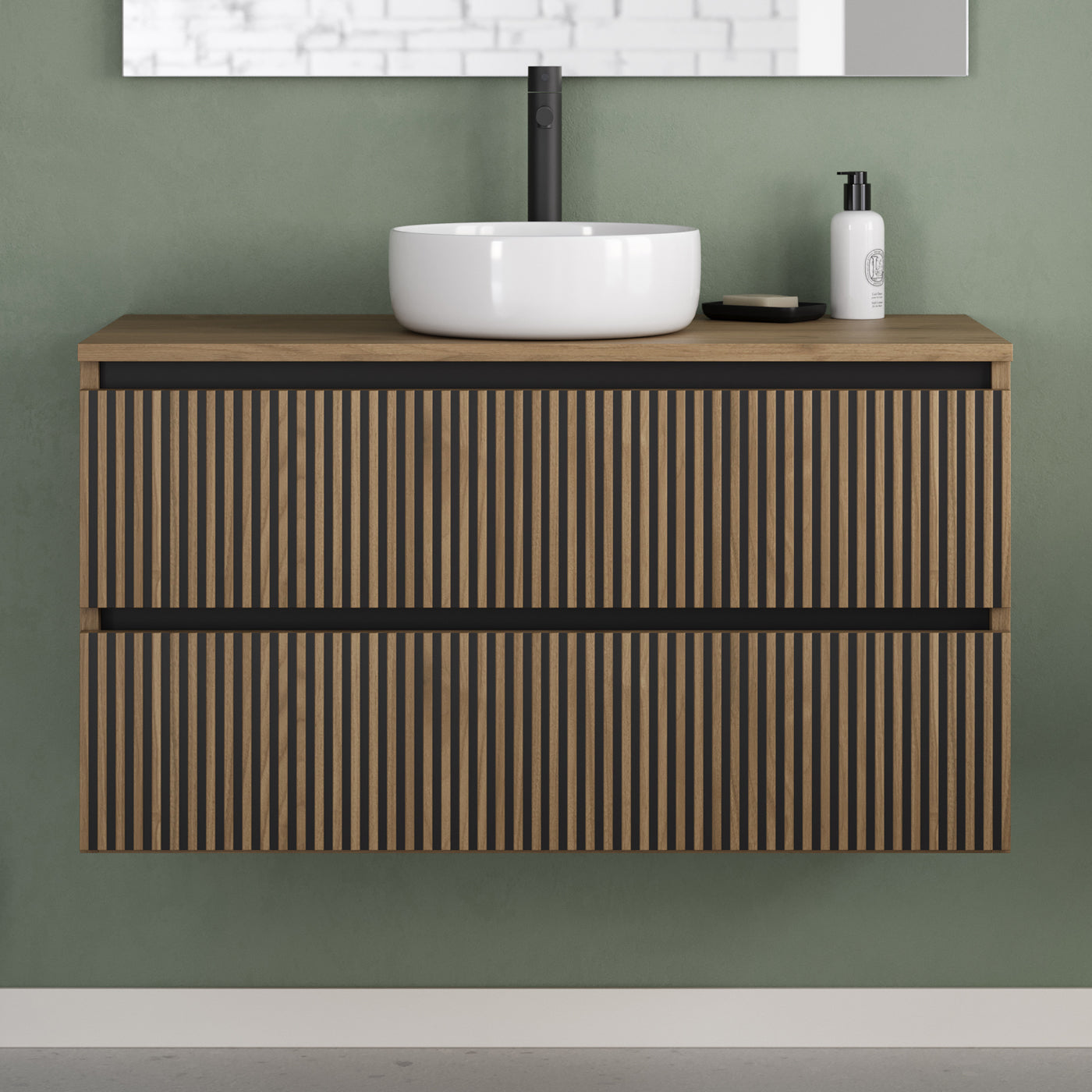 Meuble de salle de bain Veneria 90 100 cm vasque ares nogal sans miroir2