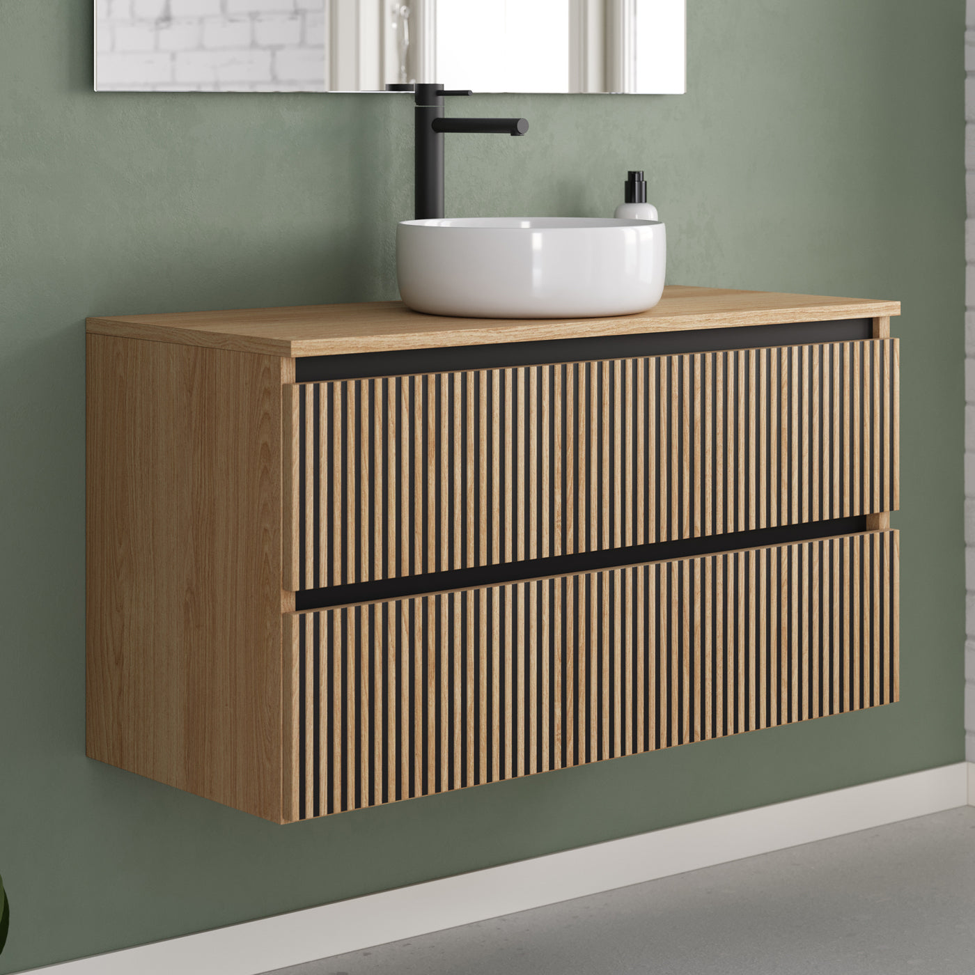 Meuble de salle de bain Veneria 90 100 cm vasque ares roble era sans miroir