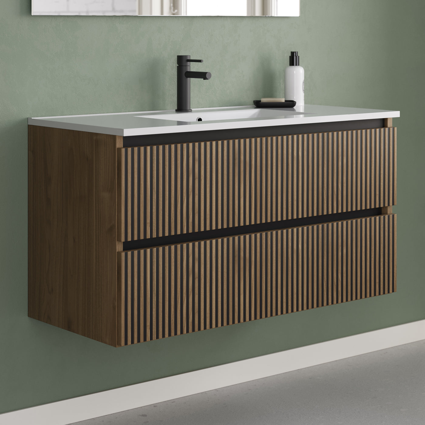Meuble de salle de bain Veneria 90 100 cm plan vasque nogal sans miroir2