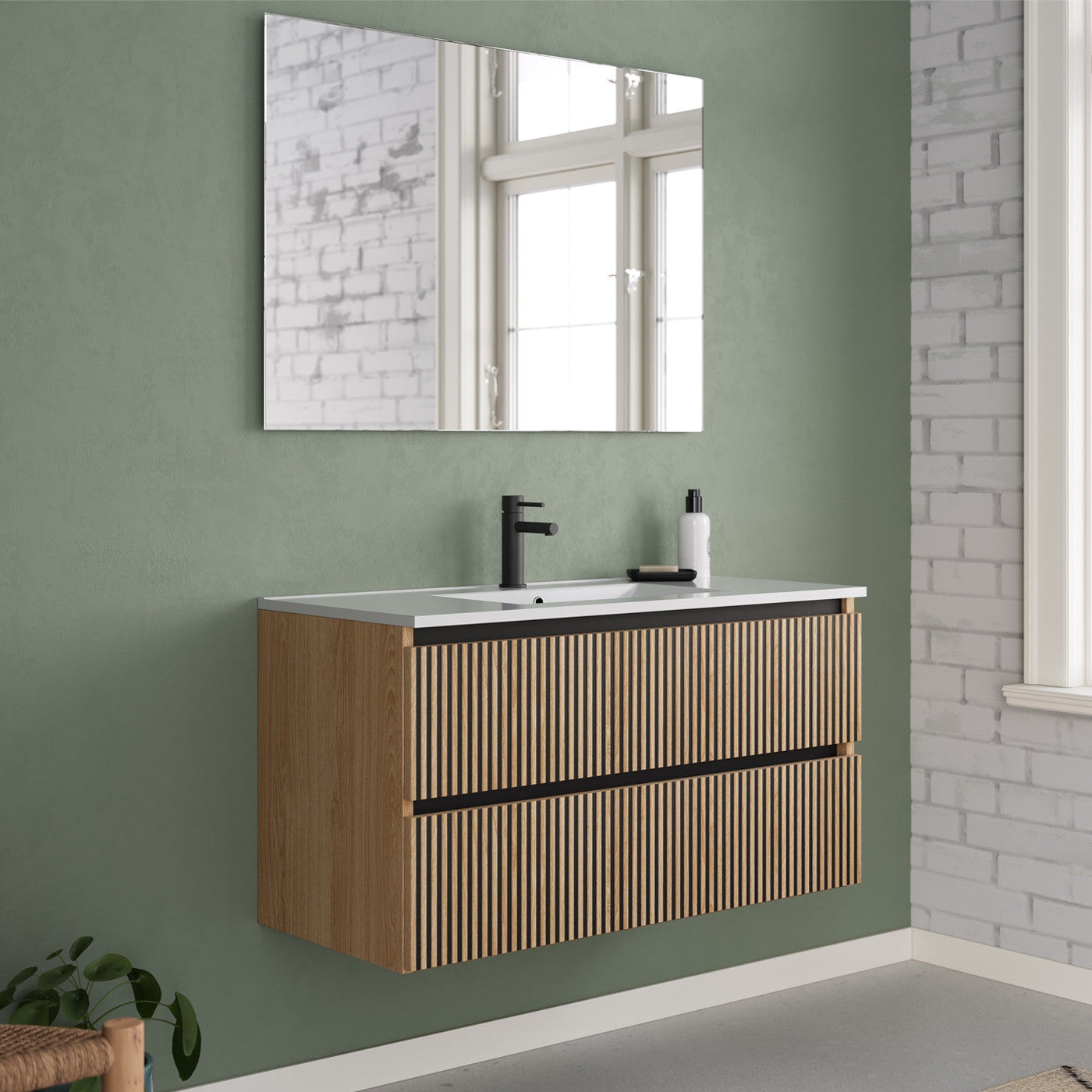 Meuble de salle de bain Veneria 90 100 cm plan vasque roble era