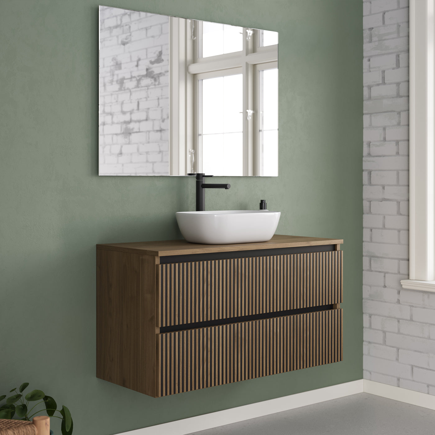 Meuble de salle de bain Veneria 90 100 cm vasque zeus nogal 2