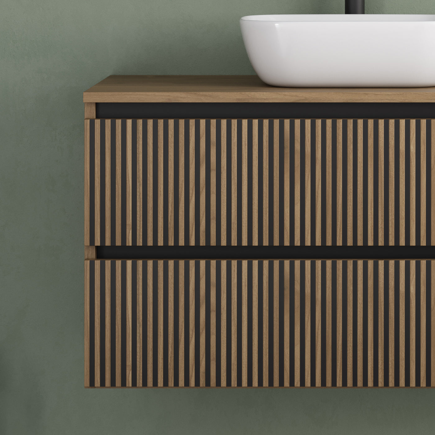 Meuble de salle de bain Veneria 90 100 cm vasque zeus nogal detail