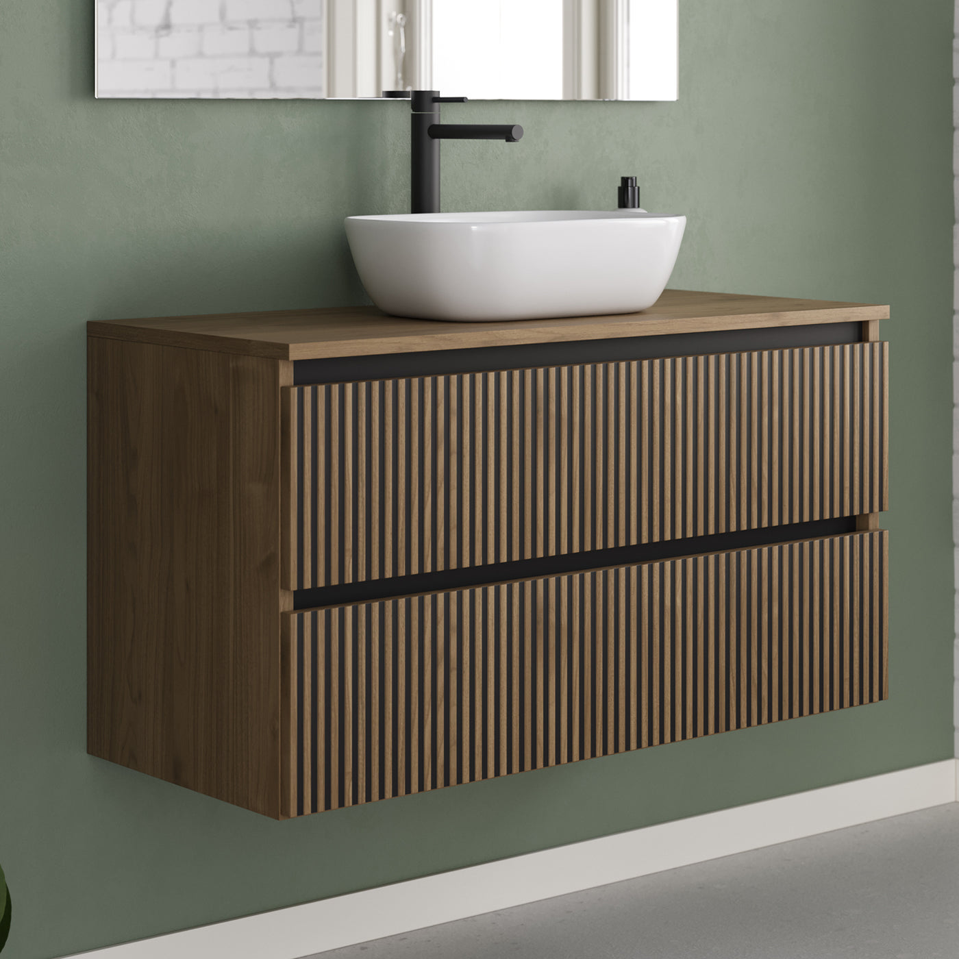 Meuble de salle de bain Veneria 90 100 cm vasque zeus nogal sans miroir 2