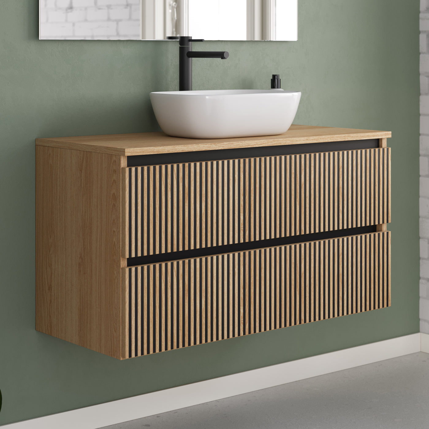 Meuble de salle de bain Veneria 90 100 cm vasque zeus roble era sans miroir