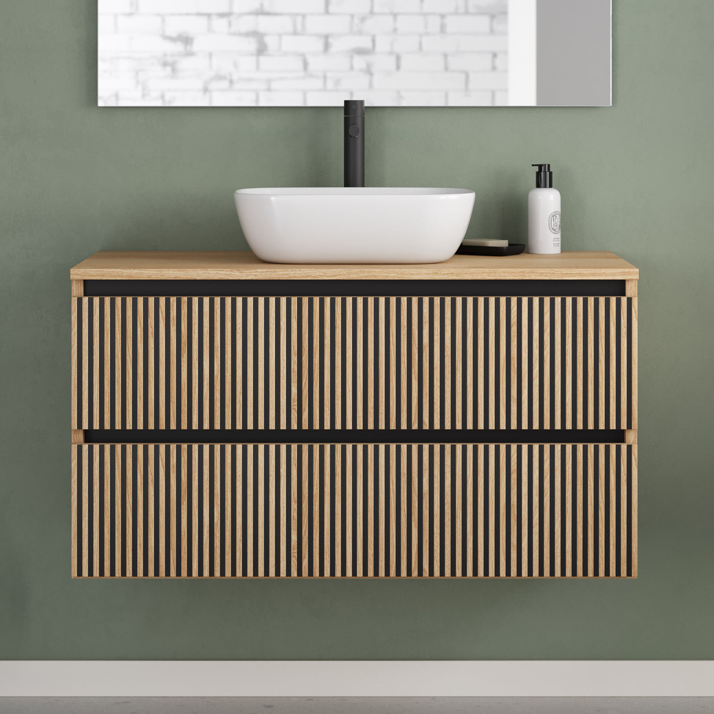 Meuble de salle de bain Veneria 90 100 cm vasque zeus roble era sans miroir2