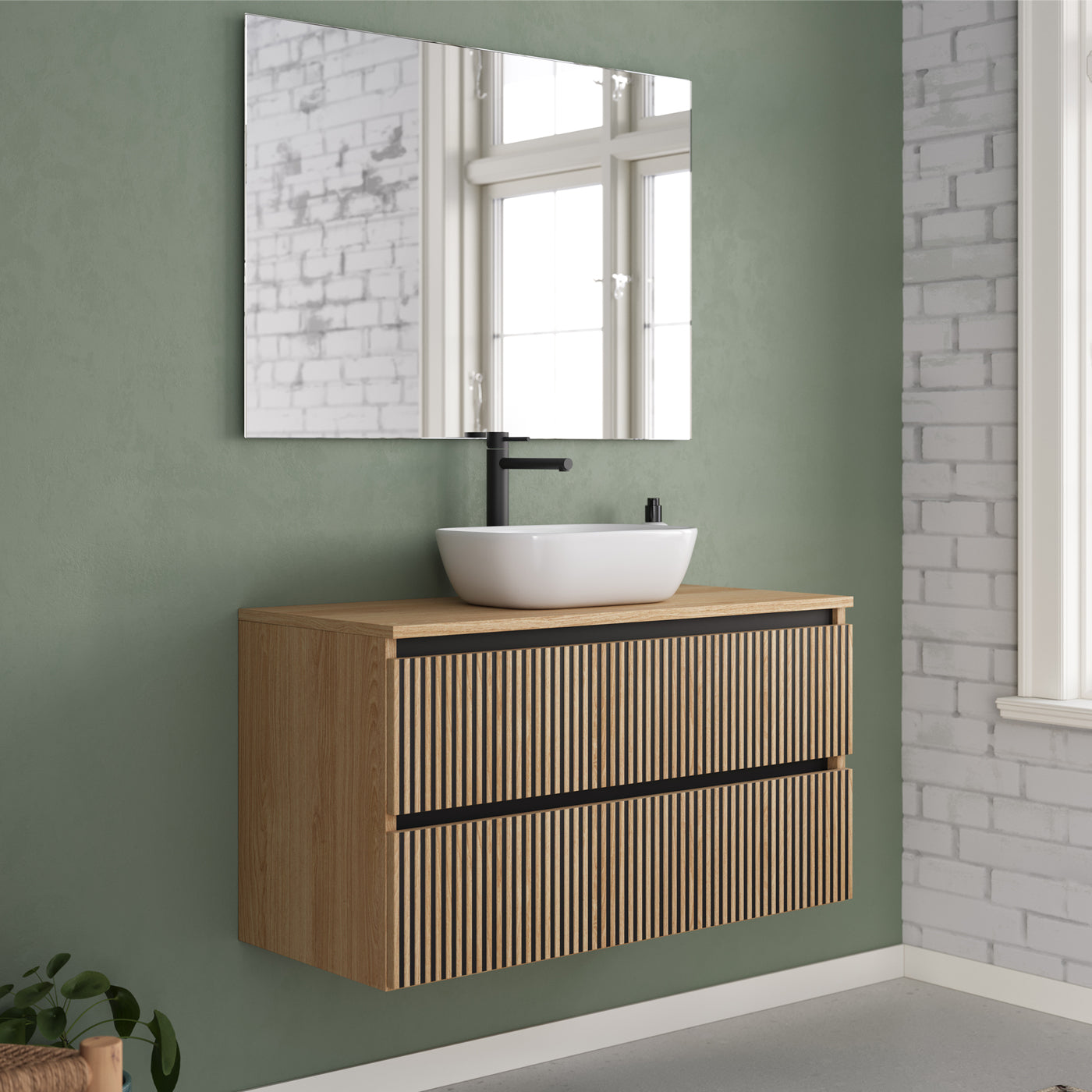 Meuble de salle de bain Veneria 90 100 cm vasque zeus roble era