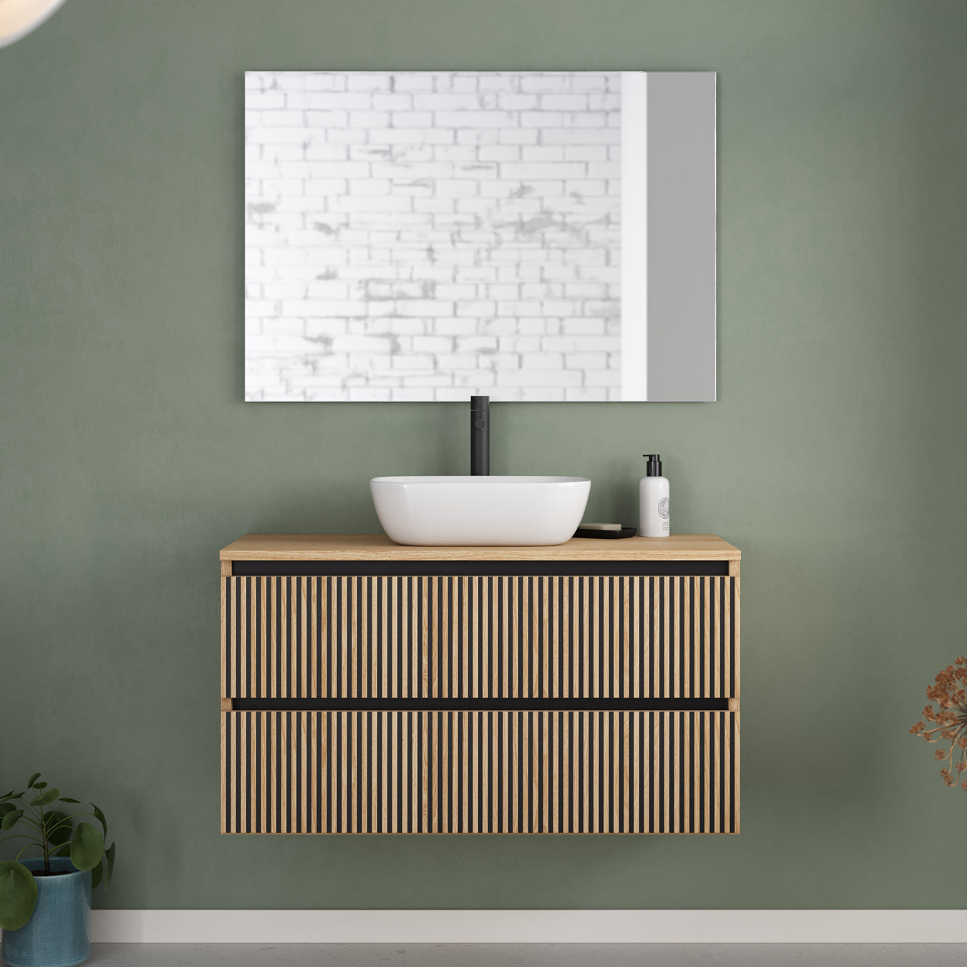 Meuble de salle de bain Veneria 90 100 cm vasque zeus roble era2