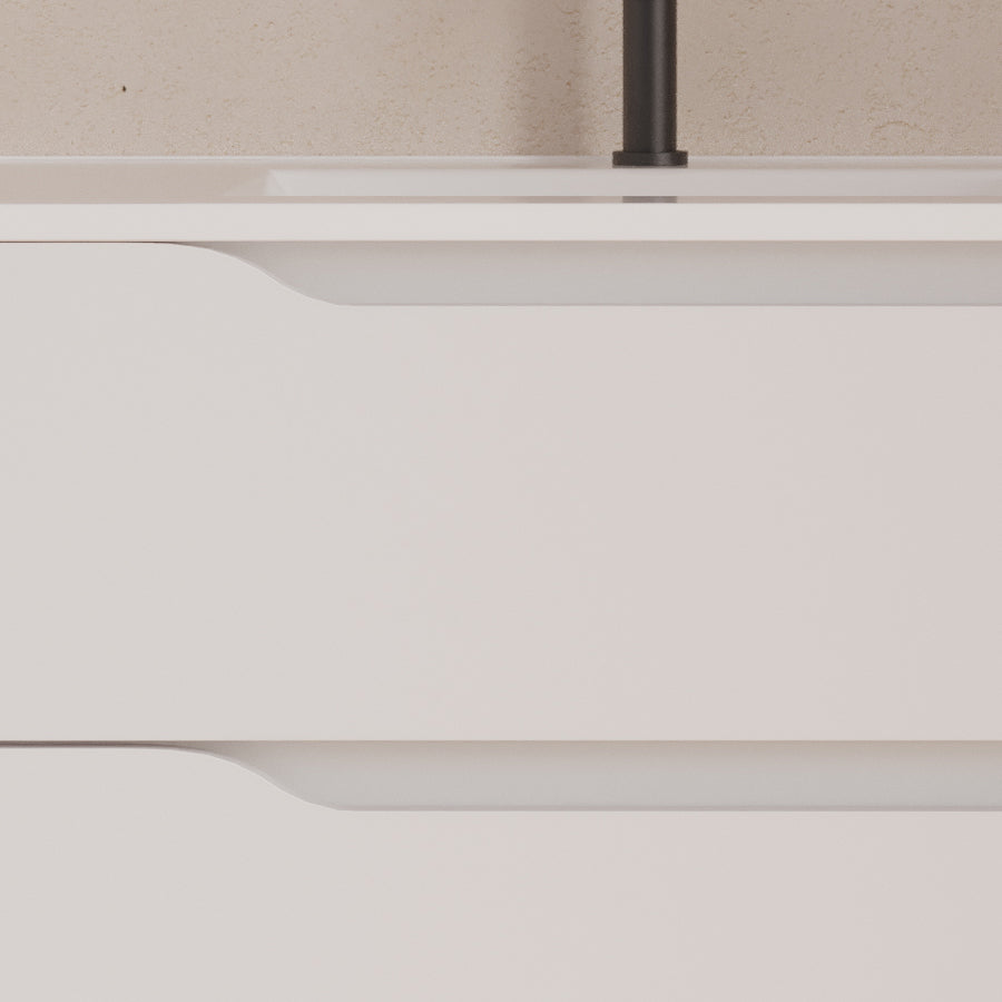 Meuble de salle de bain 100cm avec vasque déportée à gauche - sans miroir - 2 tiroirs et un placard - ZARZA
