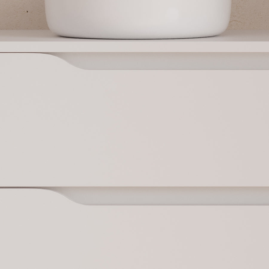 Meuble de salle de bain 100cm avec plateau, vasque à poser déportée à gauche Ares et miroir - 2 tiroirs et un placard - ZARZA