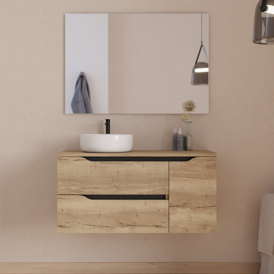 Meuble de salle de bain Zarza 100 cm vasque Ares miel