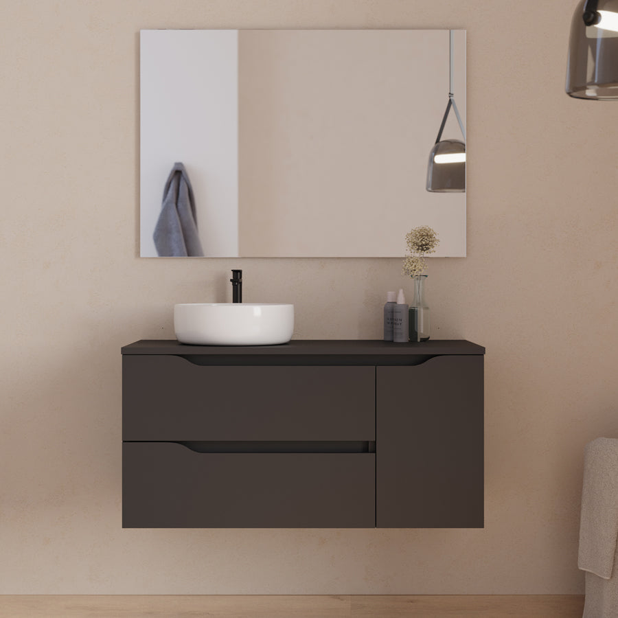 Meuble de salle de bain Zarza 100 cm vasque Ares noir