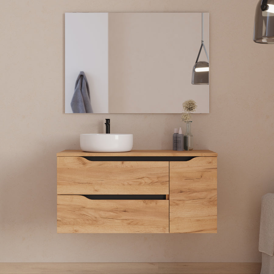 Meuble de salle de bain Zarza 100 cm vasque Ares roble