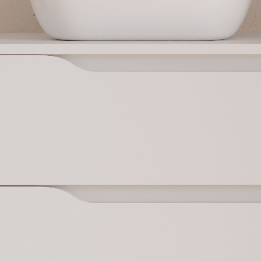 Meuble de salle de bain 100cm avec plateau et vasque à poser déportée à gauche Zeus - sans miroir - 2 tiroirs et un placard - ZARZA