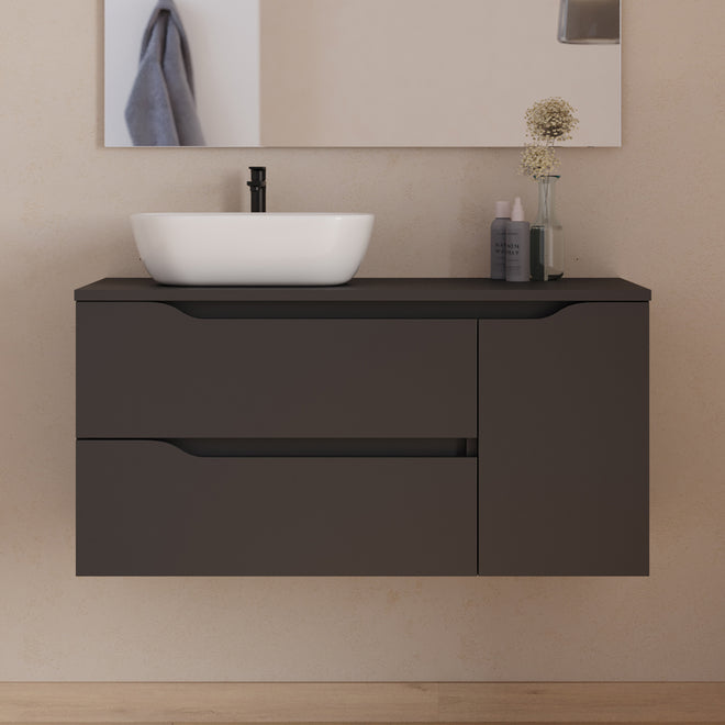Meuble de salle de bain Zarza 100 cm vasque Zeus noir sans miroir