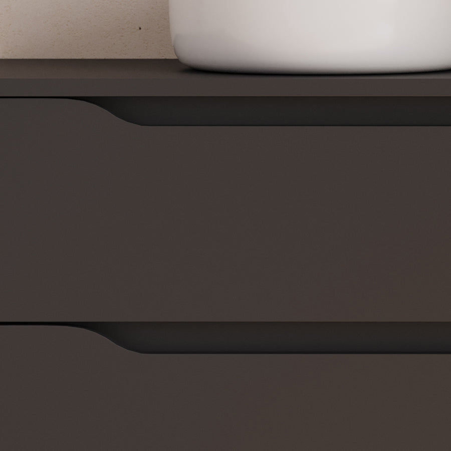 Meuble de salle de bain 120cm avec plateau, vasque à poser déportée à gauche Ares et miroir - 2 tiroirs et un placard - ZARZA