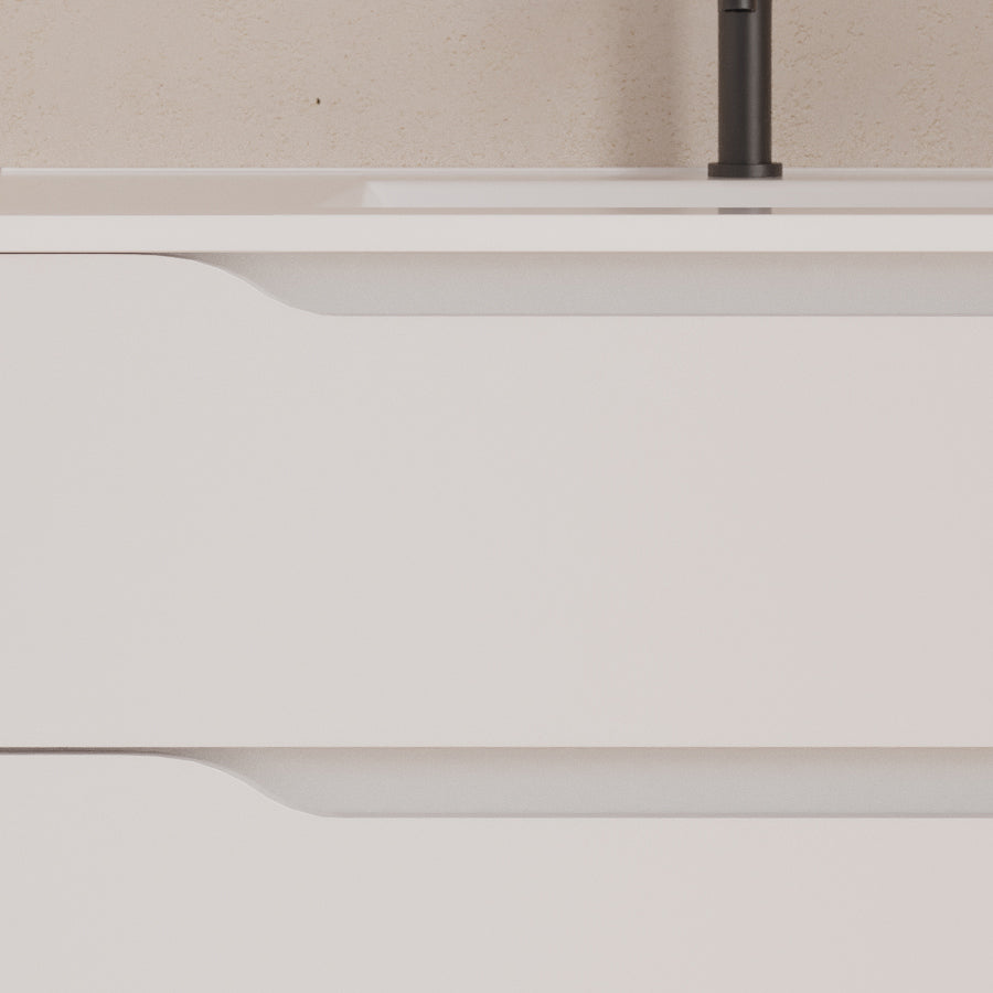Meuble de salle de bain 120cm avec vasque déportée à gauche - sans miroir - 2 tiroirs et un placard - ZARZA