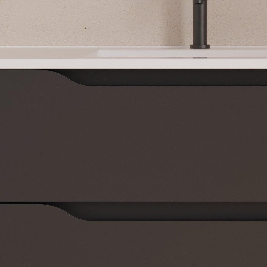 Meuble de salle de bain 120cm avec vasque déportée à gauche - sans miroir - 2 tiroirs et un placard - ZARZA