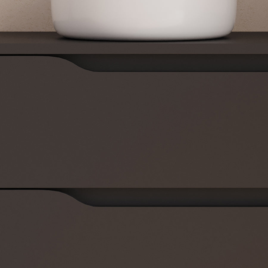 Meuble de salle de bain 80cm avec plateau et vasque à poser déportée à gauche Ares et miroir - 2 tiroirs et un placard - ZARZA
