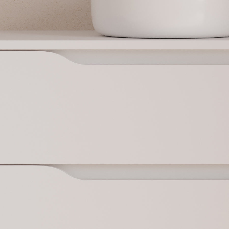 Meuble de salle de bain 80cm avec plateau, vasque centrée à poser Ares et miroir - 2 tiroirs et un placard - ZARZA