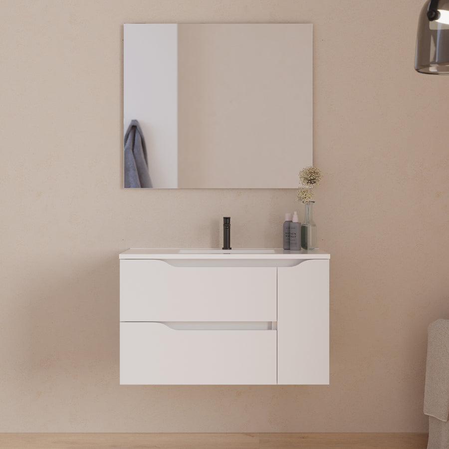 Meuble de salle de bain Zarza 80 cm plan vasque centre blanc