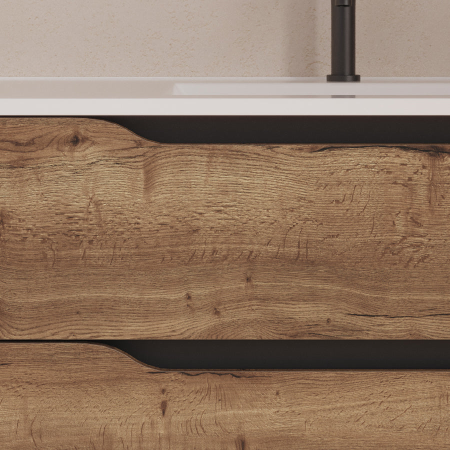 Meuble de salle de bain Zarza 80 cm plan vasque centre tabaco detail