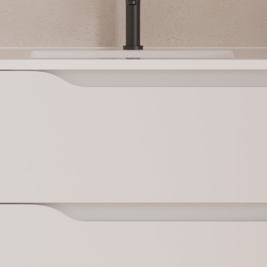 Meuble de salle de bain 80cm avec vasque déportée à gauche et miroir - 2 tiroirs et un placard - ZARZA
