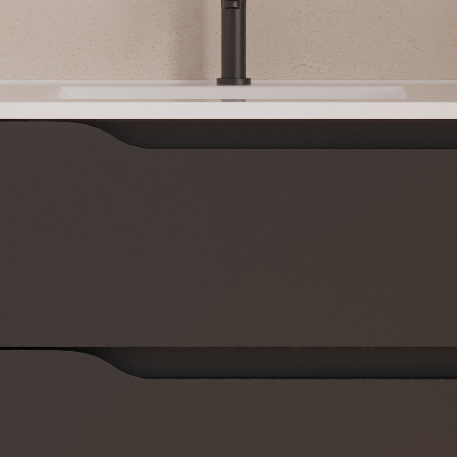 Meuble de salle de bain 80cm avec vasque déportée à gauche et miroir - 2 tiroirs et un placard - ZARZA