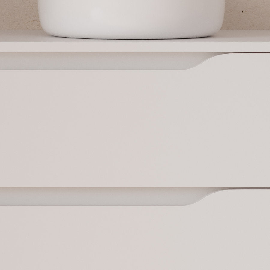 Meuble de salle de bain 100cm avec plateau et vasque à poser déportée à droite Ares - sans miroir - 2 tiroirs et un placard - ZARZA