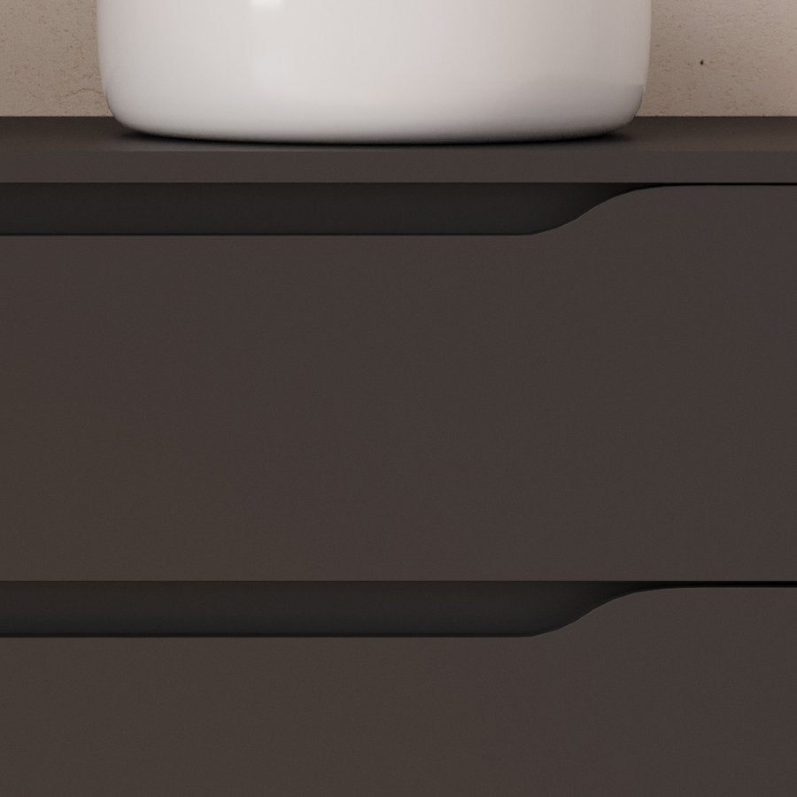 Meuble de salle de bain 100cm avec plateau et vasque à poser déportée à droite Ares - sans miroir - 2 tiroirs et un placard - ZARZA