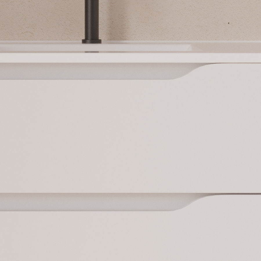 Meuble de salle de bain 100cm avec vasque déportée à droite et miroir - 2 tiroirs et un placard - ZARZA