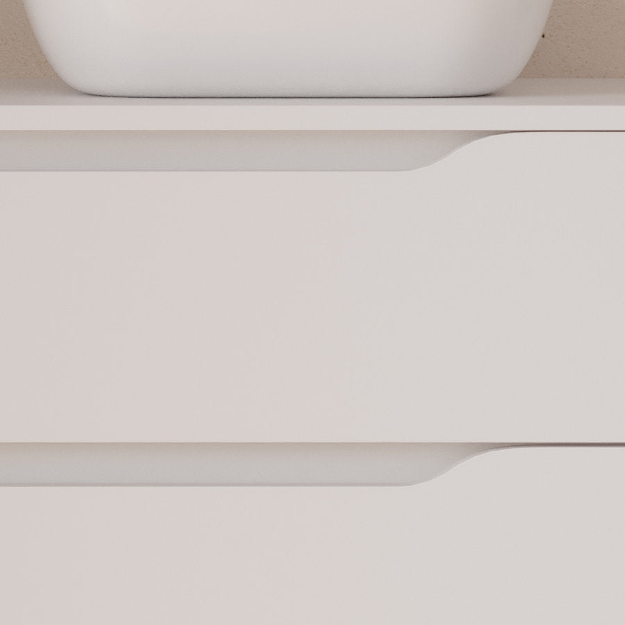 Meuble de salle de bain 100cm avec plateau et vasque à poser déportée à droite Zeus - sans miroir - 2 tiroirs et un placard - ZARZA