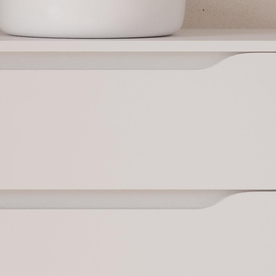 Meuble de salle de bain 120cm avec plateau et vasque à poser déportée à droite Ares - sans miroir - 2 tiroirs et un placard - ZARZA