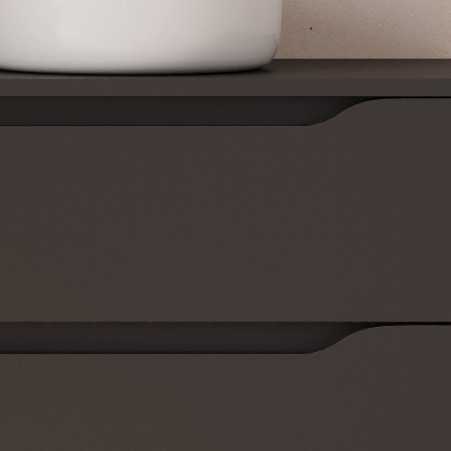 Meuble de salle de bain 120cm avec plateau et vasque à poser déportée à droite Ares - sans miroir - 2 tiroirs et un placard - ZARZA