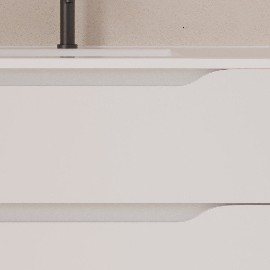 Meuble de salle de bain 120cm avec vasque déportée à droite et miroir - 2 tiroirs et un placard - ZARZA