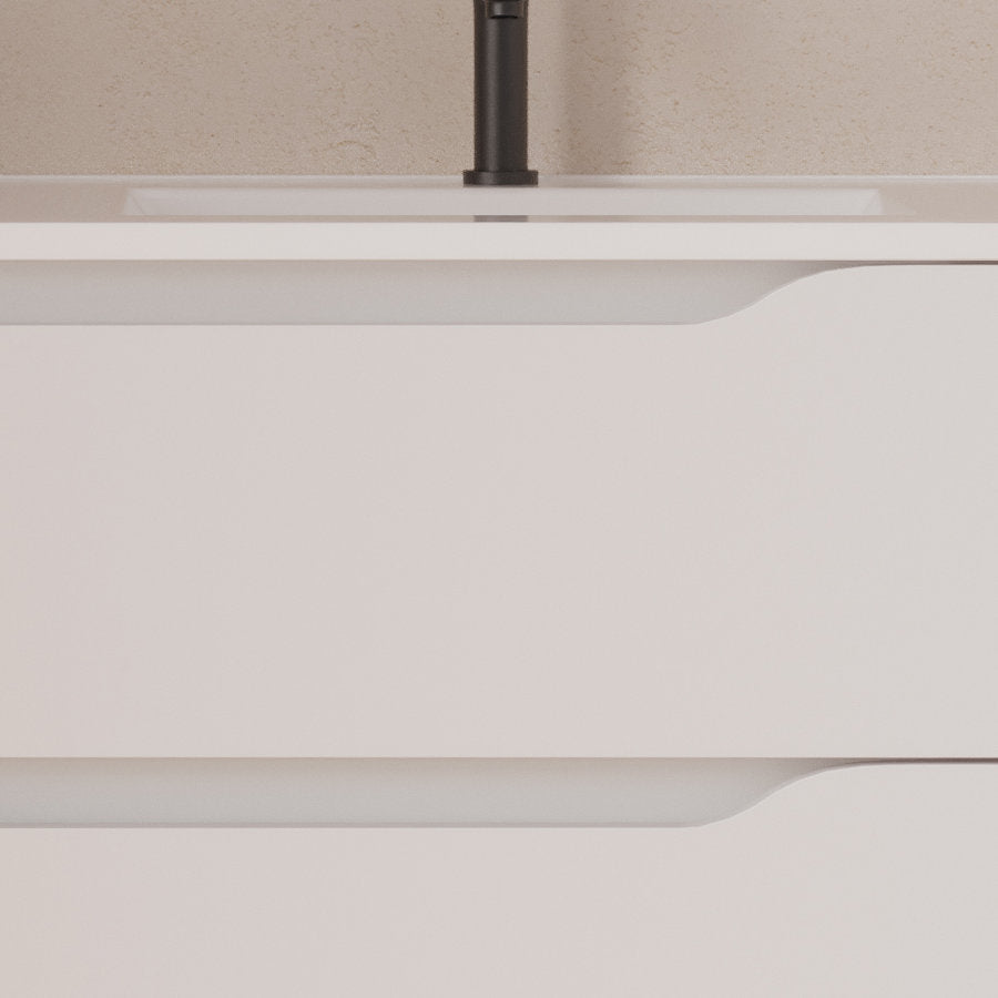 Meuble de salle de bain 80cm avec vasque déportée à droite et miroir - 2 tiroirs et un placard - ZARZA