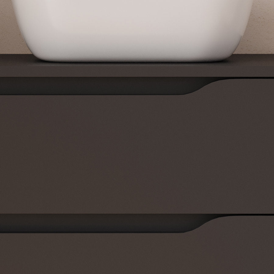 Meuble de salle de bain 80cm avec plateau et vasque à poser déportée à droite Zeus - sans miroir - 2 tiroirs et un placard - ZARZA