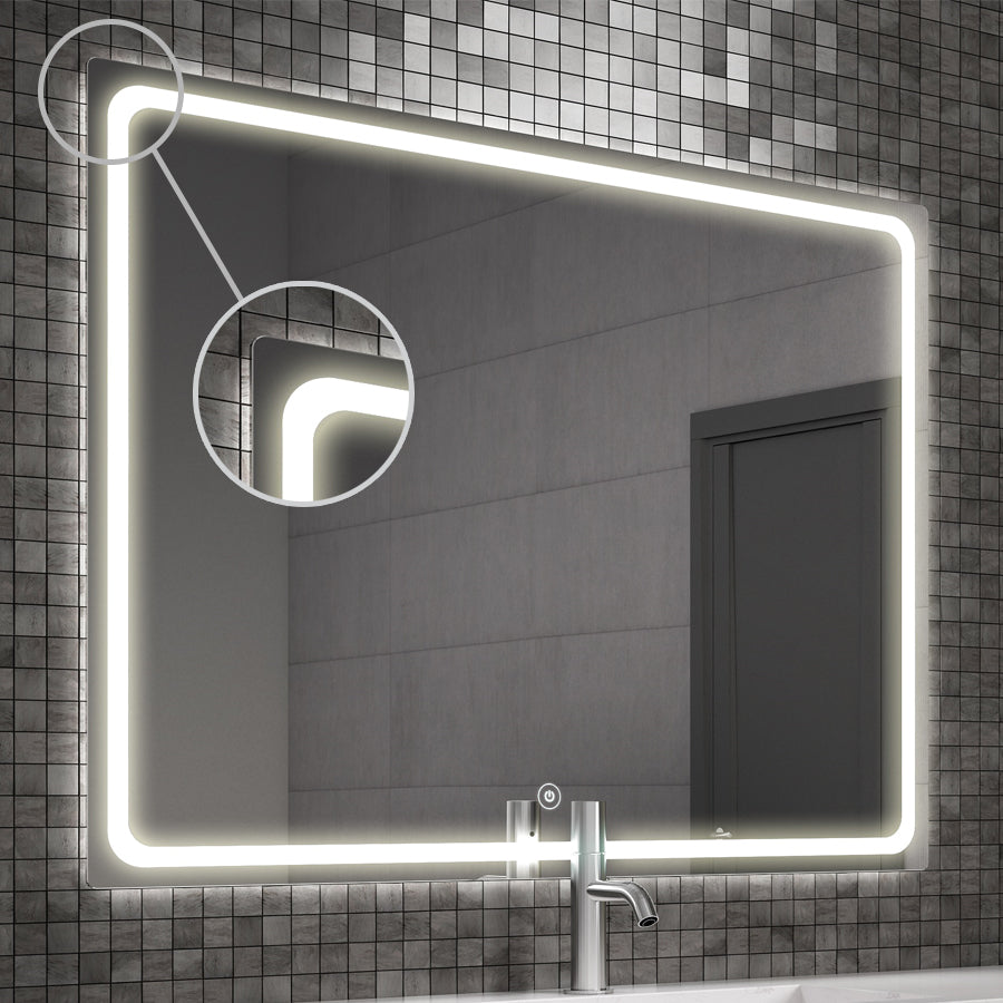 Miroir éclairage LED de salle de bain VELDI avec interrupteur tactile - 120x80cm