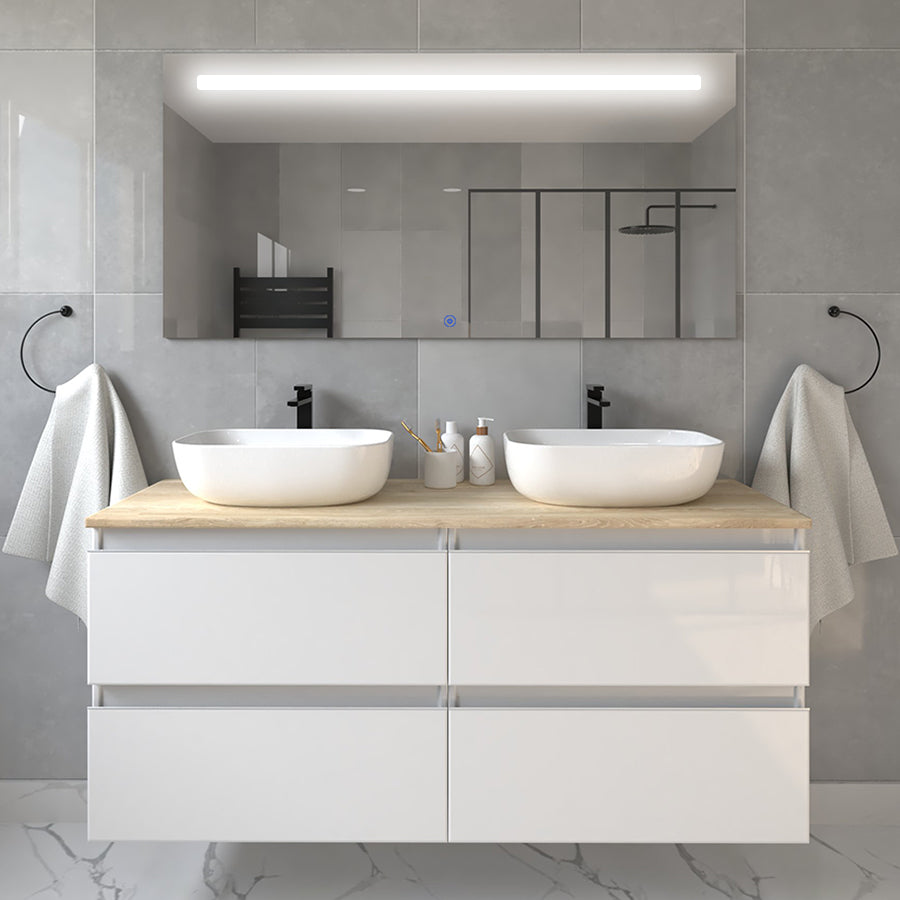 Meuble de salle de bain BALEA 120 blanc vasque zeus miroir stam
