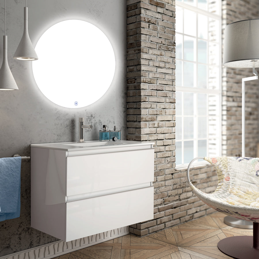 Meuble de salle de bain BALEA 60 70 80 cm blanc miroir solen