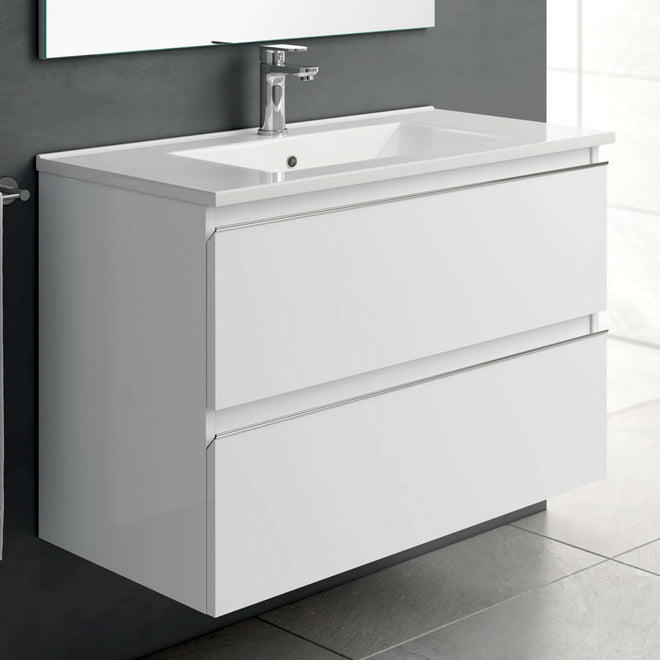 Meuble de salle de bain 80cm simple vasque - 2 tiroirs - sans miroir - BALEA