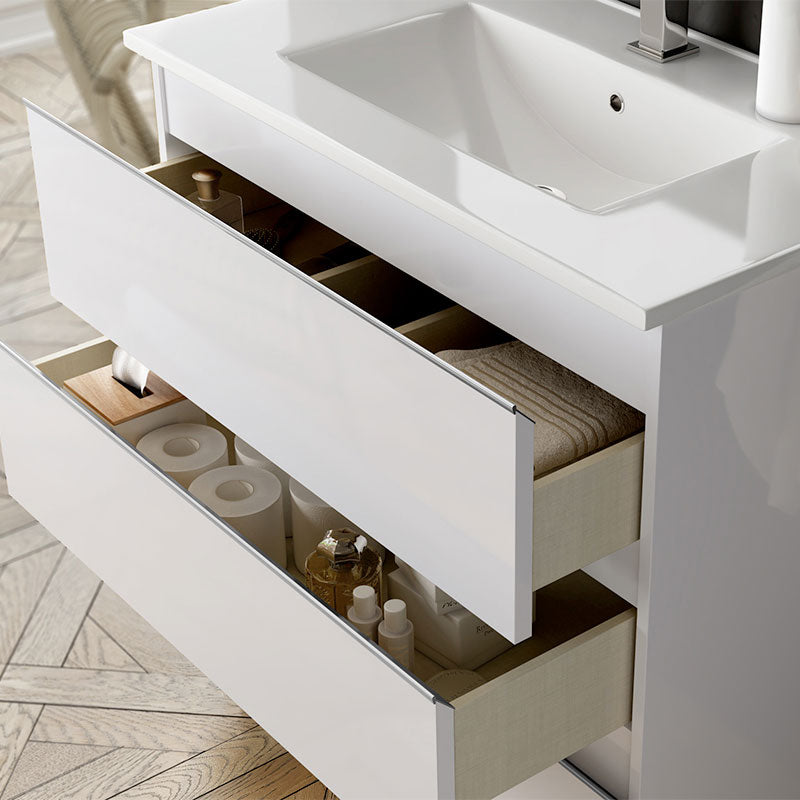 Meuble de salle de bain 100cm simple vasque - 2 tiroirs - BALEA