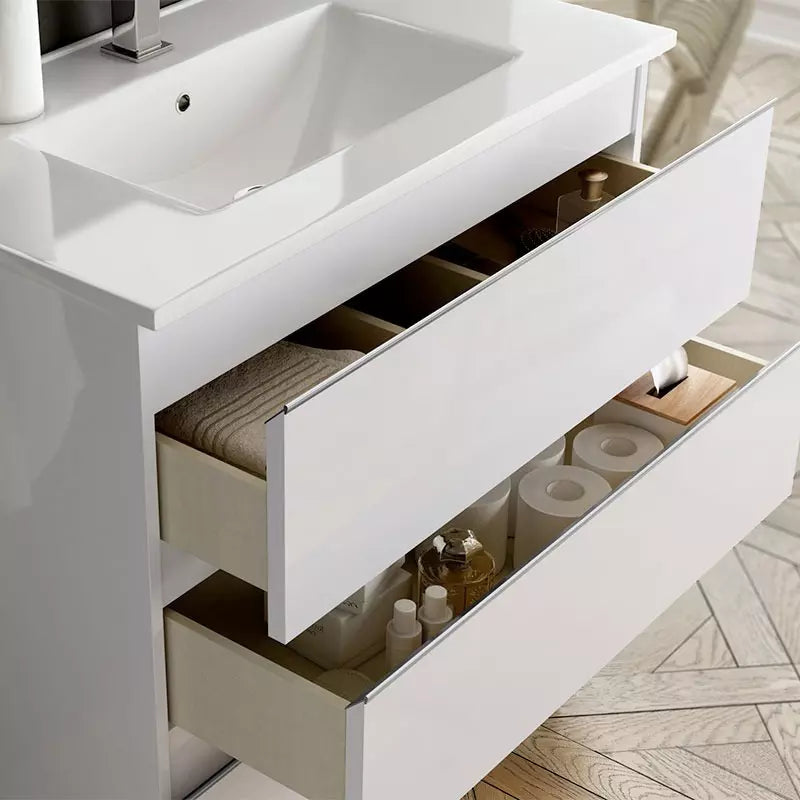 Meuble de salle de bain 140cm double vasque - 4 tiroirs - sans miroir - BALEA